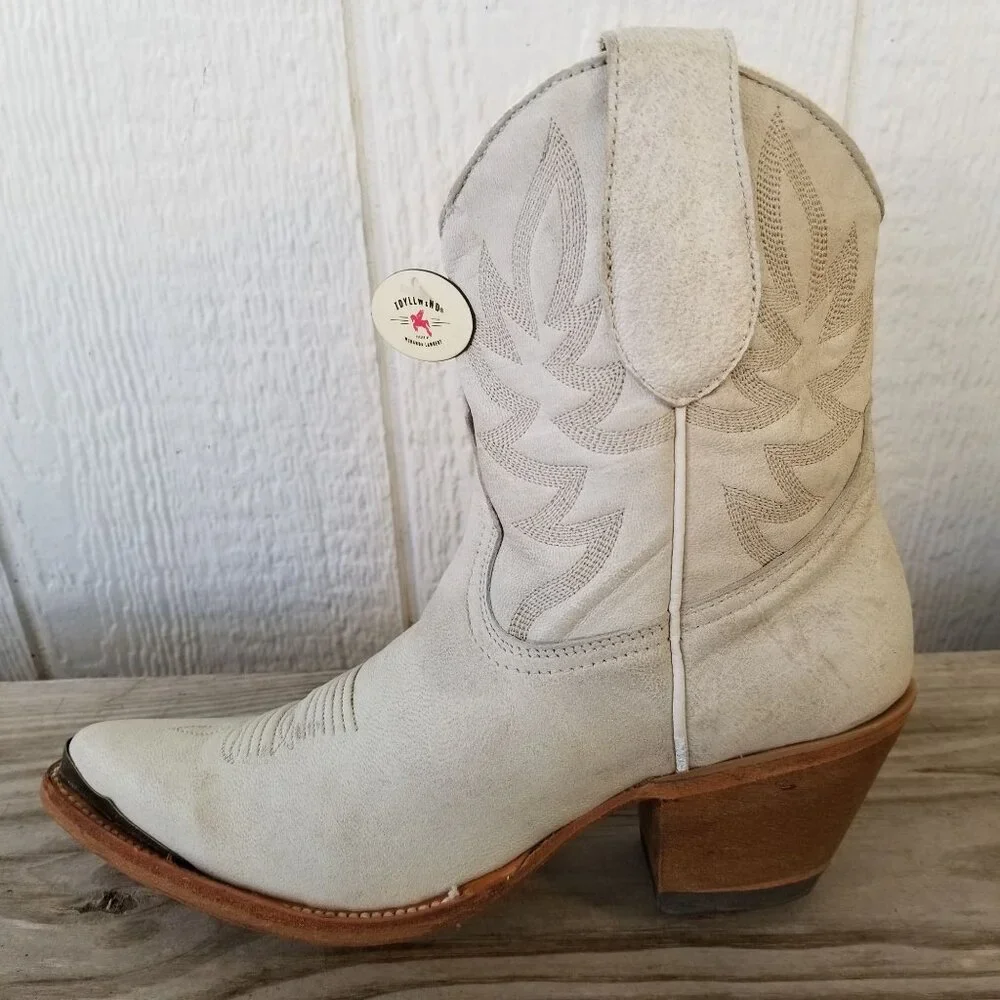Idyllwind Wheels Womens Bone Leather Cowboy Western Booties 8 B BIWFA24L20
